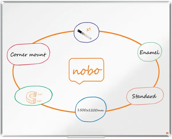 Nobo Premium Plus emaillierte Whiteboard 150x120cm weiß